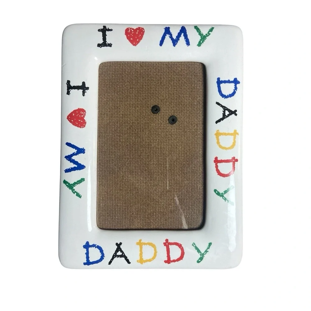 Vintage I Love My Daddy Frame 3.5x5 Crayon Writing Father's Day Gift Heart